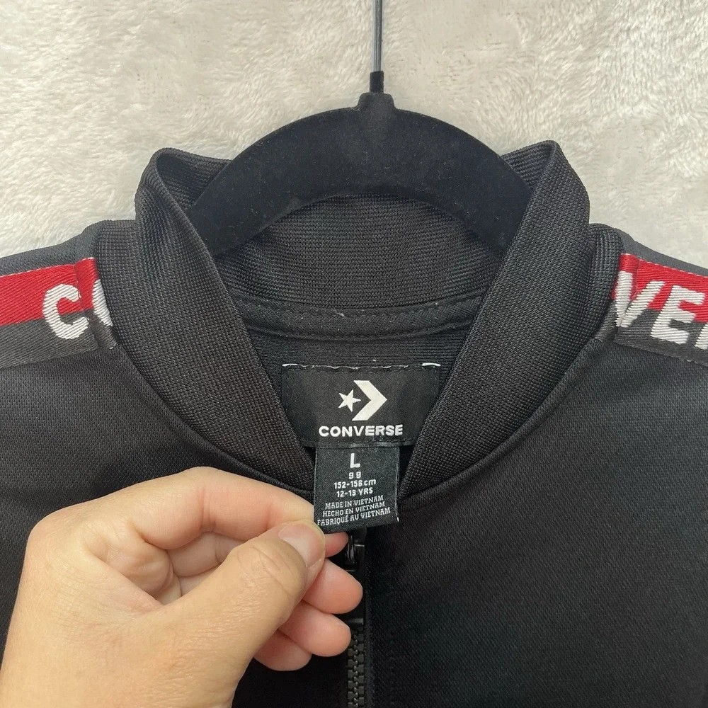 Converse Full Zip Jacket Boys Large Athletic Casual Outdoors Colorblock Pockets